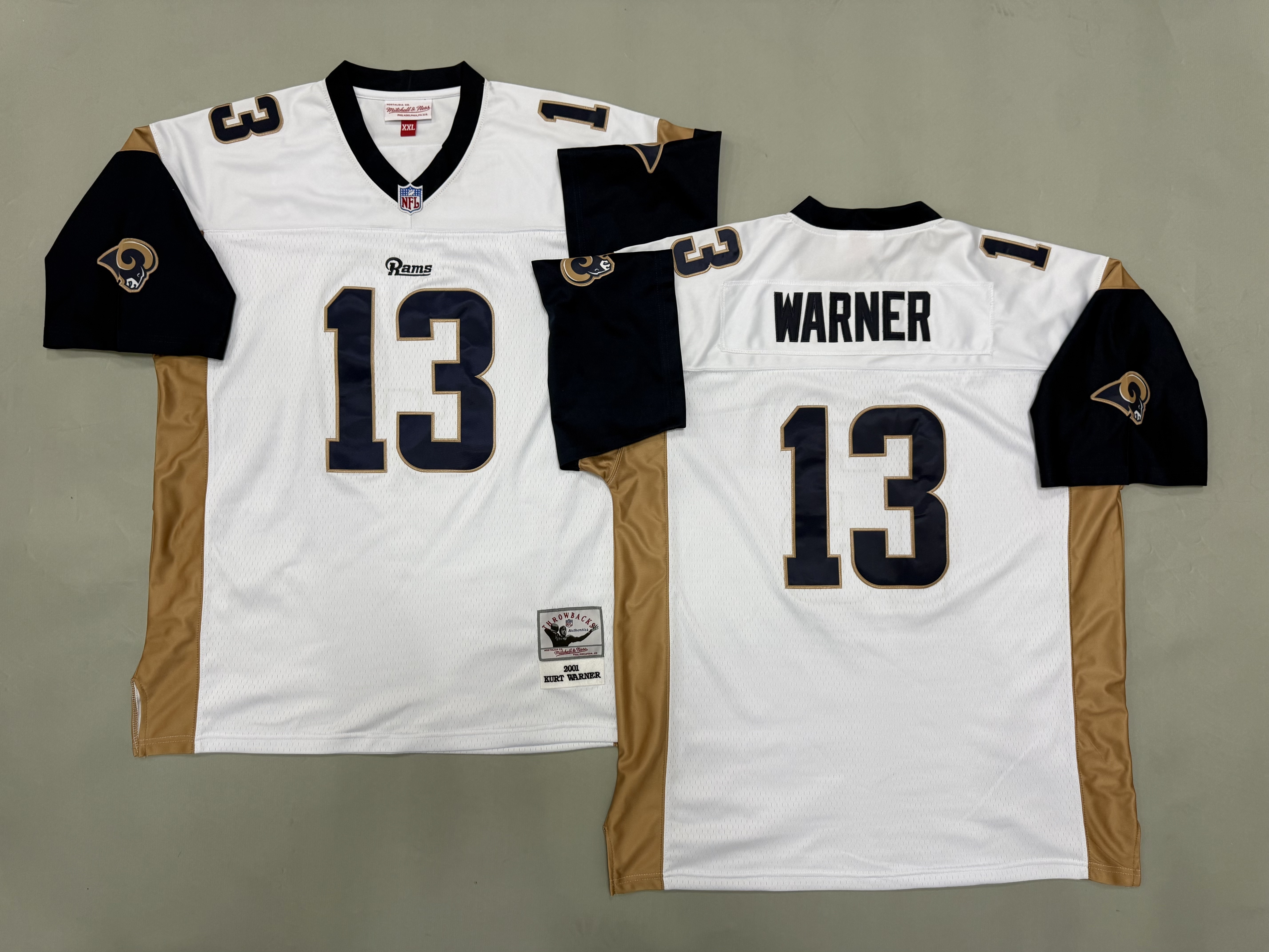 Men 2026 Los Angeles Rams #13 Warner White Throwback Game NFL Jersey 001